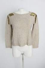 blusa Maria Filó feminina bege com paetê