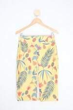 saia feminina amarela estampada