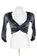 blusa cropped Farm feminina cinza com nó
