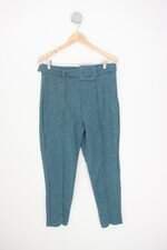 calça de tecido feminina verde com cinto