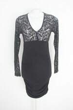 vestido feminino preto com drapeado