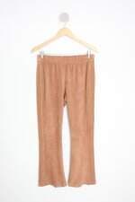 calça flare bobo feminina marrom com ilhós
