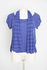 blusa feminina azul listrada