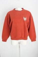 blusa de moletom feminina terracota com bordado e recortes