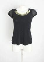 blusa feminina preta com aplique