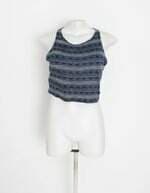 blusa cropped feminina azul estampada
