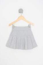 saia uniqlo kids cinza com cós com elástico e pregas