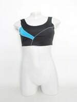 top esportivo feminino bicolor com recortes