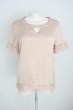 blusa feminina bege com aplique e bordado