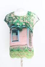 blusa sarah ball feminina estampada com babado