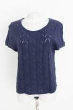 blusa em tricot neiman marcus feminina azul com transparência