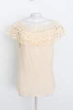 blusa feminina amarela com renda         