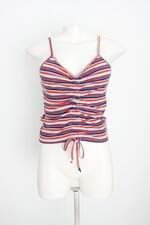 blusa feminina listrada com franzido
