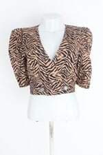 blusa hit feminina marrom estampada