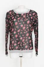 blusa feminina floral com transparência