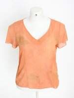 blusa linea feminina laranja com transparência