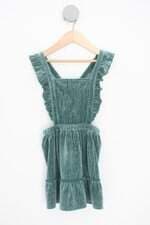 salopete kids verde com franzido e jabô