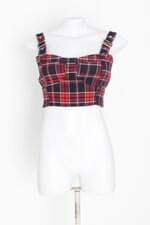 blusa cropped amaro feminino estampado em xadrez