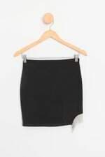 saia authoria feminina preta com cós com elástico e franja