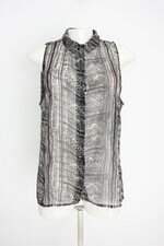 blusa marisa feminina estampada com barra mullet e transparência