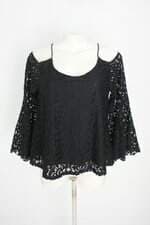 blusa a/k glamour feminina preta com forro e recortes