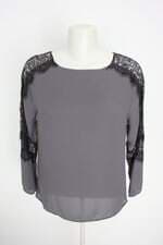 blusa manga longa bonnie feminina cinza com renda