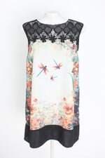 vestido antix feminino estampado com forro e renda