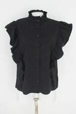 blusa le blog store feminina preta com babado