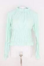 blusa feminina verde com babado e pregas