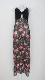 vestido quintess feminino floral com recortes e transparência