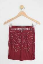 saia marisa feminina vermelha com aplique