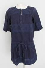 vestido zara feminino azul estampado com plissado e pregas