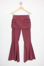 calça de tecido feminina vinho com sobreposição