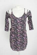 vestido handbook feminino floral com meio forro e recortes