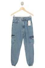 calça jeans cargo  azul