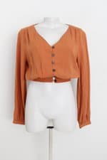 blusa renner feminina laranja com pregas