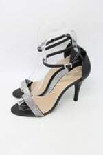 sandália feminina preta com strass