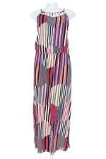 vestido e-star feminino listrado com fenda