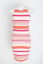 vestido canal feminino listrado 
