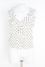 blusa zara feminina bege estampada com jabô e transparência