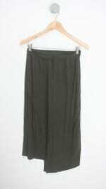calça de tecido santa costura de todos os panos feminina verde com sobreposição