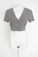 blusa Cropped pull & bear feminina cinza