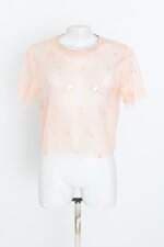 blusa cropped feminina rosa com paetê