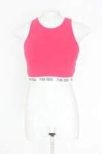 top esportivo feminino rosa com ajuste por elástico