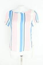 blusa feminino listrada com recortes e transparência