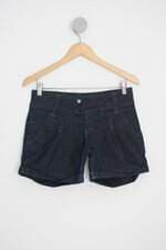 shorts jeans feminino azul com barra italiana e bordado