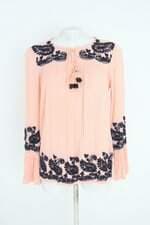 blusa renner feminina salmão com bordado e tassel