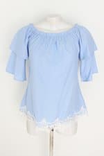 blusa pernambucanas feminina azul com renda