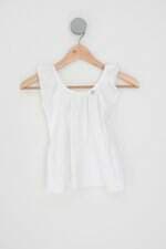 blusa juvenil precoce off white com aplique e drapeado