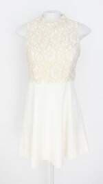 vestido aquamar feminino branco pérola com recortes e renda